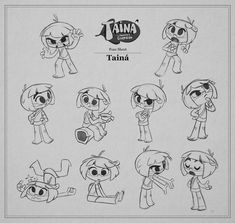 some cartoon character sketches from the animated movie hanna