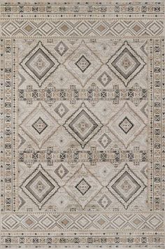 a beige and black rug with diamonds on it