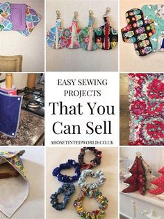 many different types of fabric scraps are shown in this collage with the title easy things to sew from fabric scraps