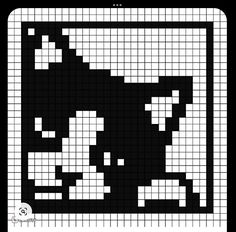 a black and white cross stitch pattern with an image of a cat