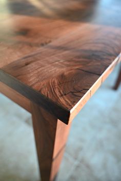 a close up of a wooden table with no one on it's legs or feet