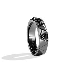 Dark Armor women's bridal band, made in gold with black diamonds The circle is now complete with this ring inspired by Darth Vader™, the enforcer of the Galactic Empire. Say I do to the dark side and together you can rule the galaxy with this sleek black rhodium and diamond wedding band. Rings In Silver, Blue Sapphire Necklace, Galactic Empire, Bridal Bands, Black Diamonds, The Dark Side, Sapphire Necklace, Black Rhodium, Diamond Wedding Band