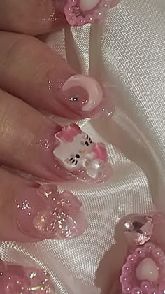 Paznokcie Hello Kitty, Hello Kitty Nails, Pink Hello Kitty, Cat Nails