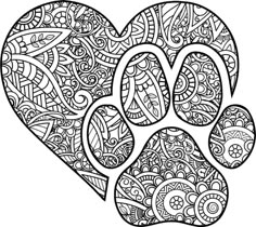 an animal's paw is shown in the shape of a heart with paisley patterns