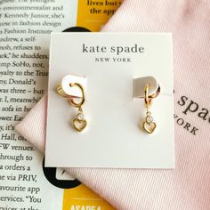 Brand New Kate Spade Shining Spade Huggie Earrings Come With Dust Bag Brand New In Excellent Condition Chain Length: 36" + 3" Total Chain Length: 39" October Jewelry, Kate Spade Earrings Stud, Kate Spade Heart, Kate Spade Studs, Gold Huggie Earrings, Kate Spade Style, Large Stud Earrings, Daisy Studs, Mini Studs