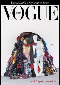 an image of a magazine cover with clothes stacked on top of each other and the title in spanish