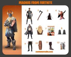 an image of some costumes and items for the game