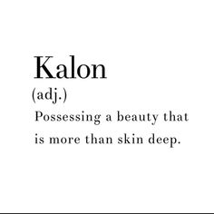 the words kalon adj are written in black and white