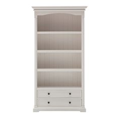 a white bookcase with drawers and drawers