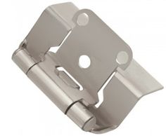 an open metal door hinge with two holes