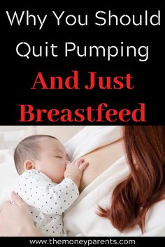 a woman holding a baby in her arms with the words why you should quiting and just breastfeed