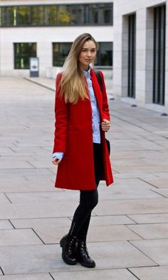 Red Winter Coat Outfit, Red Coat Outfit, Dress Coat Outfit, Mango Coat, Fall Outfits 2017, Red Winter Coat, Mantel Outfit, Mode Mantel, Womens Dress Coats