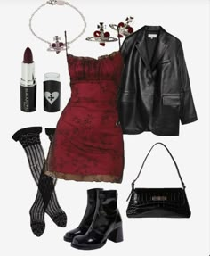 Christmas Vacation Ideas, Christmas Vacation Destinations, Vampire Clothes, Grunge Goth, Beach Getaways, Swaggy Outfits, Mode Inspo, Christmas Vacation, Red Outfit