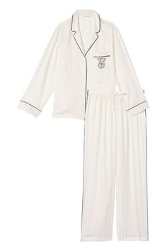 Victoria Secret Nightwear, Victoria Secret Pyjamas, Victoria Secret Pj Set, Victoria Secret Pjs, White Pyjamas, Vs Pajamas, Satin Pant, Silky Pants, White Pajamas