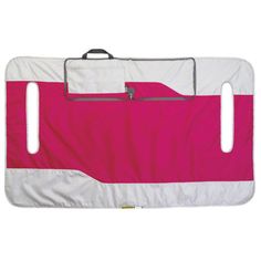 a pink and white surfboard cover with two zippers