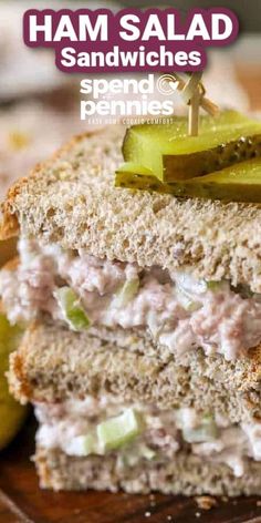 ham salad sandwich with pickles on the side