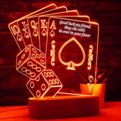 Poker Decorations, Poker Decor, Red Hotel, Poker Gifts, Play Cards, Royal Flush, Special Text, Free Card, Gambling Gift