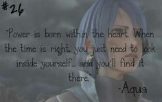 an anime character with blue hair and a quote about power