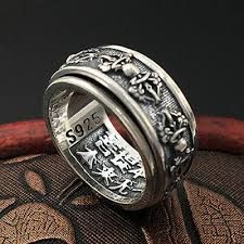 Solid 925 Sterling Thai Silver Ring Rotation Vajra Men's Size 7 8 9 10 11 | eBay Mens Rings For Sale, Man Ring, Silver Ornaments, Wide Bracelet, New Metal, Personalized Rings, Fine Rings, Fashion Woman, Types Of Rings