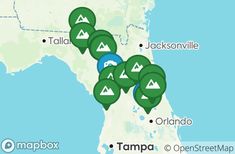 a map showing the location of tampa and surrounding areas that have been designated for camping