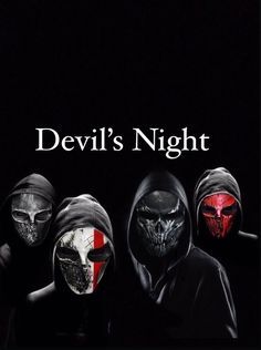 the devil's night movie poster with three masked men in black hoods and masks