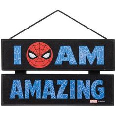 two signs with spiderman faces on them that say i am amazing and i am dead