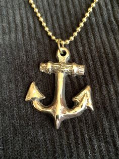 "Large Anchor Pendant Necklace! An Original Designed Unique Pendant! Size is 1-3/8\" wide by 1-5/8\" tall  Cast in Solid Bronze or White Bronze which give it the silver color 24\" Ball Chain Necklace  Price includes USPS First Class Shipping Hand Made in the USA! If you need a gift box or priority mail shipping, please contact us for an upgrade." Anchor Aesthetic, Fish Oc, Silver Anchor Necklace Nautical Style, Silver Anchor Pendant, Gold Nautical Anchor Jewelry, Gold Nautical Anchor Necklace, Elegant Yellow Gold Anchor-shaped Necklaces, Indian Skull, Nice Belts