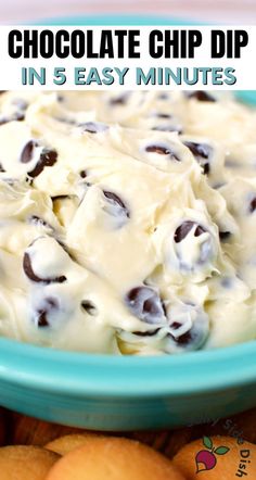 chocolate chip dip in 5 easy minutes is the perfect appetizer for any party