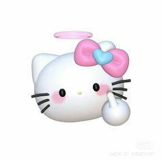 a hello kitty figurine laying down with a heart on it's head