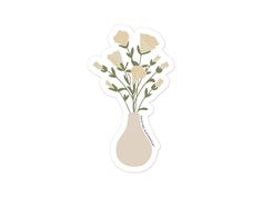 a white vase with flowers in it on a white background and the words, love is all around