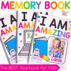 the best yearbook for kids is in front of a book cover with pictures of children's books