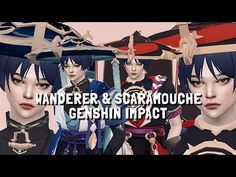 an animated video game with characters and text that reads, hander & saramouche genshin impact