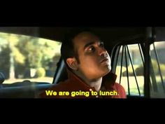 a man in a car with the words we are going to lunch