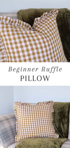 Beginner Ruffle Pillow Sewing Tutorial {Beginner Sewing} Cushion Cover Sewing, Diy Sewing Pillows, Sewing Pillows For Beginners, Room Decor Sewing Projects, Throw Pillow Case Pattern, How To Sew Pillows, Easy Sewing Machine Projects For Beginners, Super Simple Sewing Projects, Pillow Cover Sewing Pattern