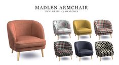 the modern chairs are all different colors