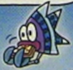 an image of a cartoon character holding something in his mouth