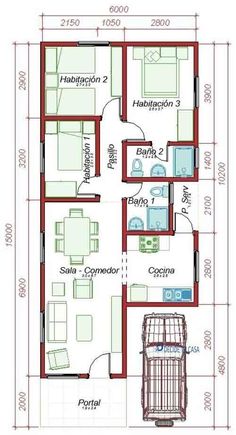 the floor plan for a small house with two floors and an attached kitchen, living room and