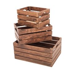 rustic wooden crates - dark brown (set of 3) Rustic Wooden Crates, Wooden Storage Crates, Wooden Crate Boxes, Wine Bottle Storage, Apple Crates, Milk Crates, Wood Storage Box, Crate Storage, Bottle Storage