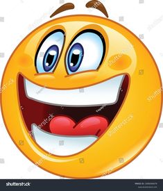 an emoticive smiley face with big eyes and mouth wide open stock photo edit now