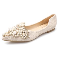 PRICES MAY VARY. 【Pearl flats】 As a pair of classic basic shoes，LIYUHANJIALU design this Pearl flats with trend elements, easily match everyday wear. Sometimes, simple is the best. 【Dress shoes that are easy to match】: Soft PU upper,cute lace appliques,shiny pearls,closed pointed toe,slip on ,which are perfect outfit with office suits,dresses,shorts,jeans,leggings,skirts and other casual wear. 【occasion】: The fashion and elegant dress shoes fit perfectly for office,business,wedding,prom,evening Pearl Flats, Best Dress Shoes, Champagne Shoes, Office Suits, Basic Shoes, Bridal Flats, Pearl Decorations, Buy Pearls, Wedding Shoes Flats