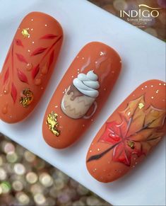 Burnt Orange And Forest Green, Orange And Forest Green, Autumnal Nails, Autumn Nail Designs, Thanksgiving Nail Designs, Gel Toe Nails