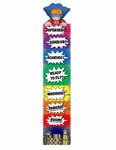 Love this behavior clip chart for PBIS! This also comes with a number line, word wall headers, table numbers, desk nametags and locker nametags.  Love the idea of a superhero theme! Classroom Theme Decor, Word Wall Headers, Behavior Clip Charts, Superhero Room