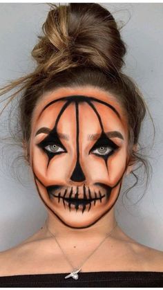 Halloween Makeup For Men Simple, Halloween Makeup Easy Pumpkin, Easy To Do Halloween Makeup, Womens Krampus Costume, Halloween Pumpkin Makeup Looks, Easy Halloween Pumpkin Makeup, Easy Fun Halloween Makeup, Best Halloween Makeup Products, Easy Halloween Makeup Pumpkin