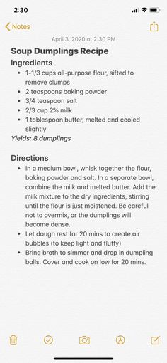 the menu for soup dumplings recipe