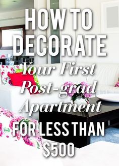 How To Decorate Your First Post-Grad Studio Apartment For $500 Or Less Decorate Apartment, Apartment Tips, Apartment Hunting, Bachelorette Pad, 1st Apartment, Post Grad, Studio Apartments