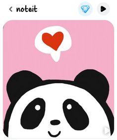 an image of a panda bear with a heart on it's head and the caption says, i love you