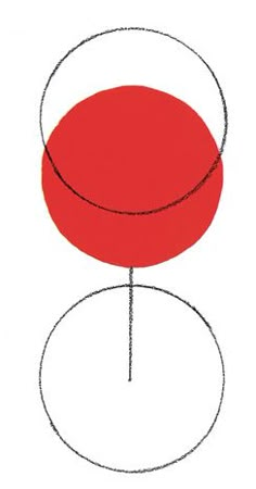 a drawing of a red object on a white background with black lines in the middle