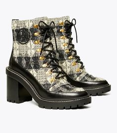 Miller Wool Lug Sole Boot: Women's Shoes | Tory Burch Casual Outfit College, Fall Outfits Date Night, Shoes Sneakers Converse, Lug Sole Booties, Sparkly Boots, Boots For Ladies, Patch Outfit, Designer Ankle Boots, Pumpkin Patch Outfit