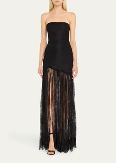 Retrofete Jeanette Strapless Lace Dress - Bergdorf Goodman Embellished Party Dress, Silver Evening Dress, Best Designer Dresses, Dark Dress, Maid Of Honour Dresses, Strapless Lace Dress, Strapless Neckline, Solid Color Dress, Party Dress Short