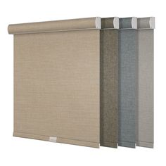 three different shades of blinds in various colors and sizes, one is beige, the other tan